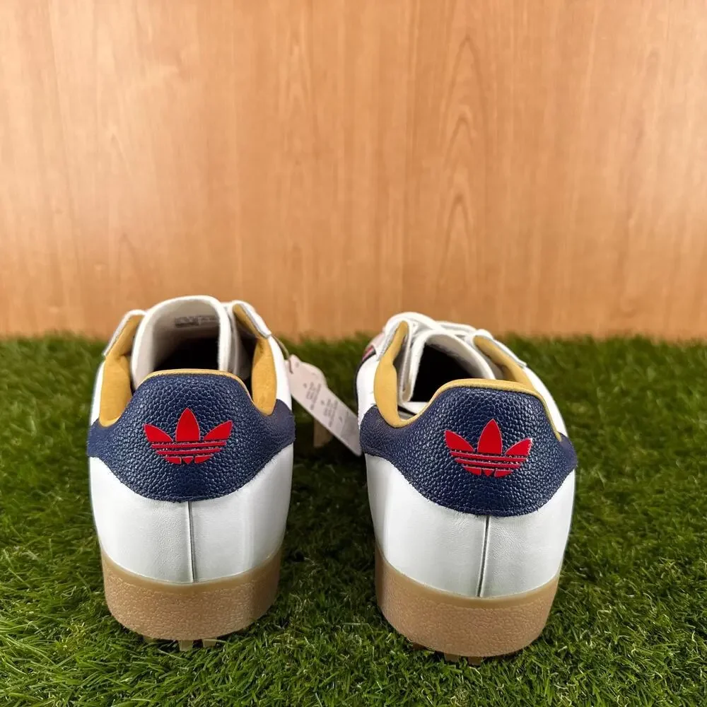 adidas Gazelle Leather Spikeless Golf White Dark Blue Red JP7705 Men's Size 11.5